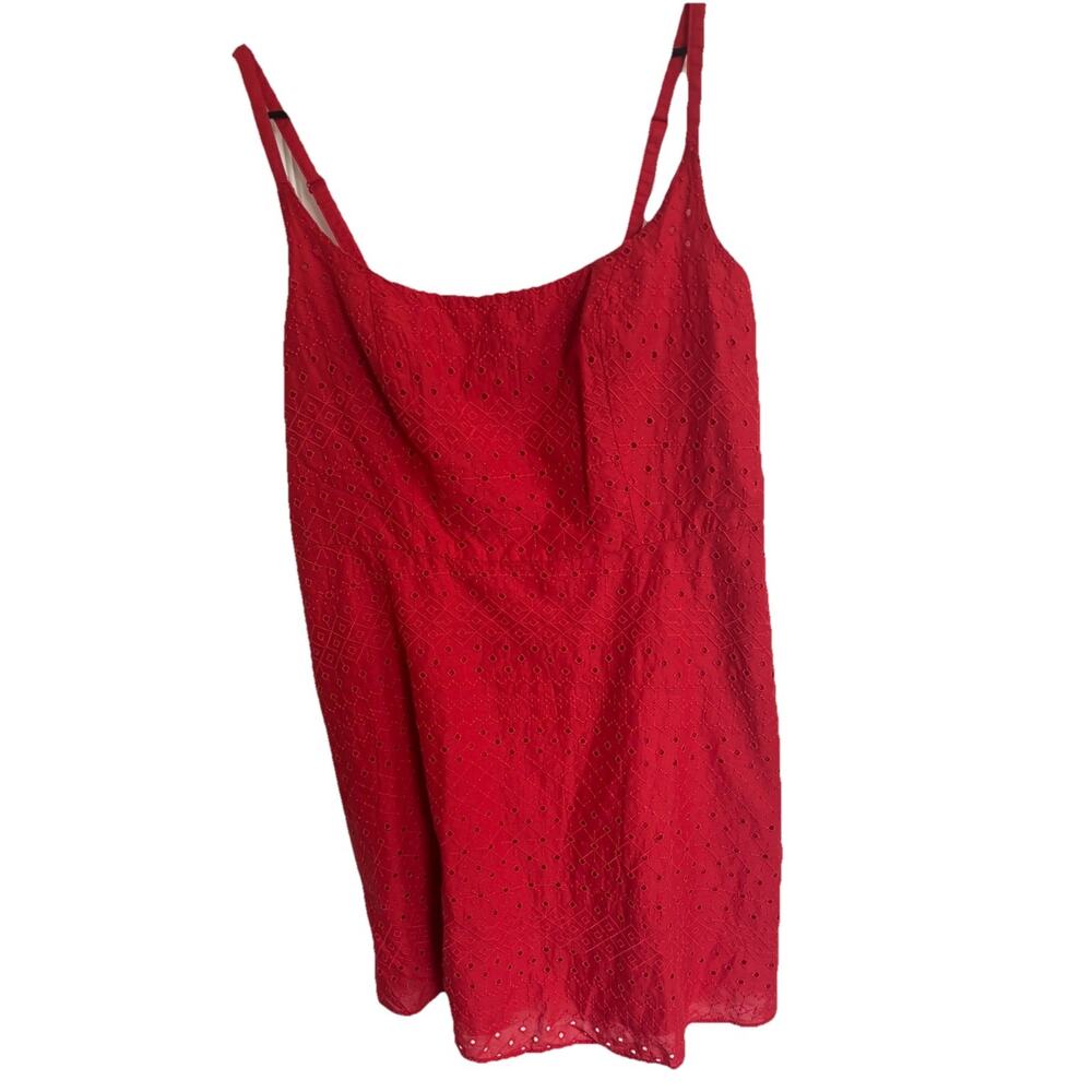 Old Navy Orange Red Eyelet Mini Dress NWT Lined Smocked Elastic Back Cottagecore